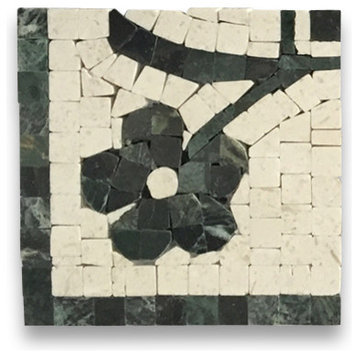 Marble Mosaic Border Insert Decorative Tile Azalea Green 4x4 Polished, 1 piece