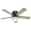 Hunter Fan Company Cedar Key Low Matte Black Ceiling Fan w/ Light & Remote, 52"