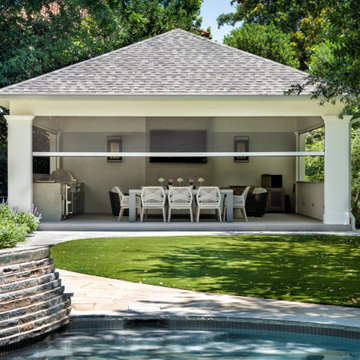 Custom Frestanding Outdoor Living Arbor with Built0In Grill