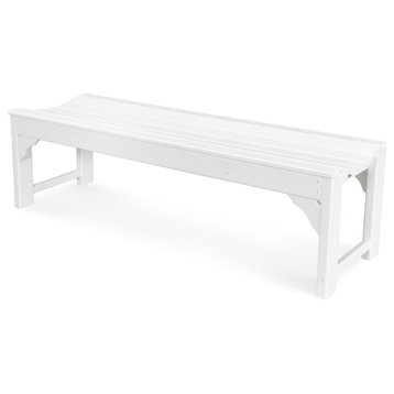 Polywood Traditional Garden 60" Backless Bench, White
