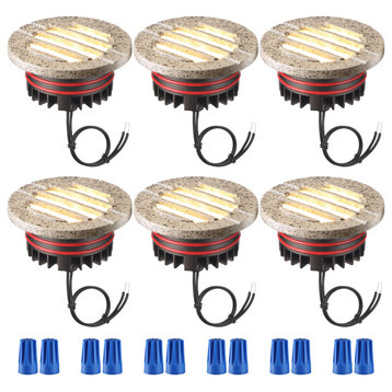 6 Pack 6W Well Lights LED Low Voltage 12-24V, Grated Top Anti-Glare, 3000K