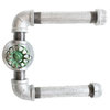 Industrial Pipe Toilet Paper Holder, Galvanized Pipe, 2-Roll, Green Hose Knob
