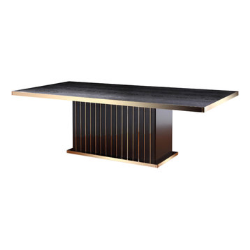 Modern Black Faux-Crocodile and Rosegold Dining Table
