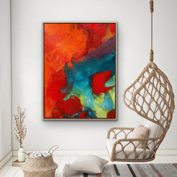 60x48 Original Large Red Orange Abstract FrameArt Modern Painting MADE TO ORDER