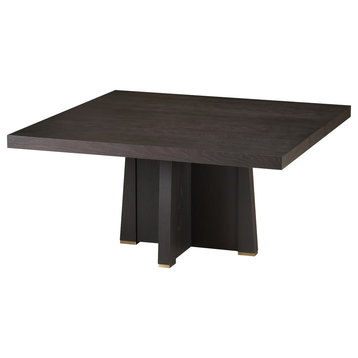 The Gael Dining Table, Transitional, Square, Ebony Oak, 60"x60"
