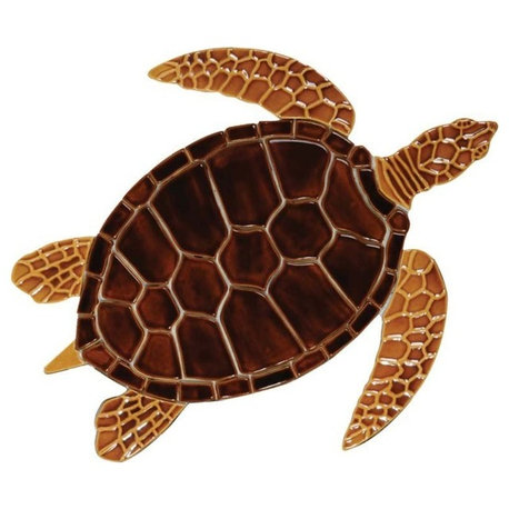 Sea Turtle Ceramic Swimming Pool Mosaic 16"x14", Brown