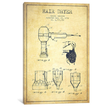 "Hair Dryer Vintage Patent Blueprint" by Aged Pixel, 40x26x1.5, 1-Piece