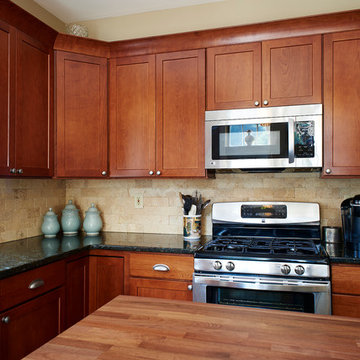 Cherry Country Style Kitchen with Contrast Island