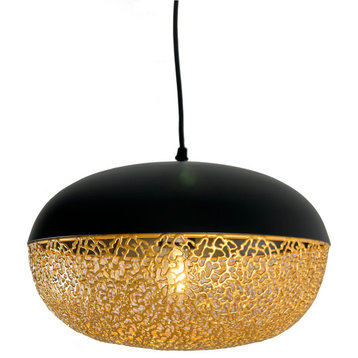 Iktan 1-Light Black and Gold Oval Pendant