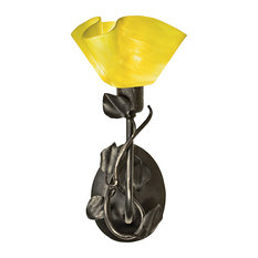 Jezebel Branch Sconce With Magnolia Leaves, Canary Yellow