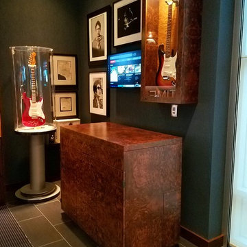 Guitar Display Cabinet and Guitar/Amp Storage Cabinet in Walnut Burl