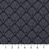 Navy Blue And Gold Fan Jacquard Woven Upholstery Fabric By The Yard