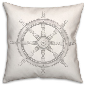 Boat Wheel Gray 18x18 Pillow