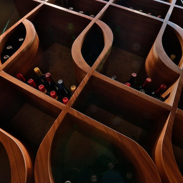'Q-Curve' Wine Wall - Custom Wine Racking by Genuwine Cellars