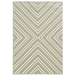 Newcastle Home - Rhodes Indoor and Outdoor Geometric Gray and Ivory Rug, 5'3"x7'6" - Rhodes is a collection of machine-made indoor/outdoor rugs showcasing simple, geometric patterns.  The clean lines, fresh colors and soft hand of the looped construction will make these rugs a welcome addition to any room or patio.
