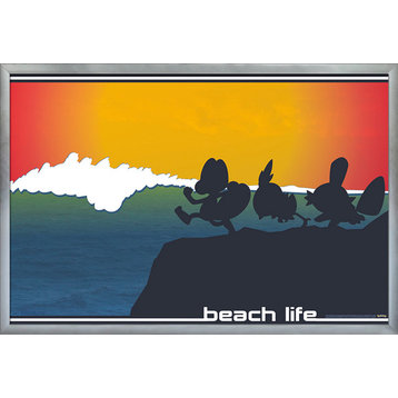Pokemon Beach Style Poster, Silver Framed Version