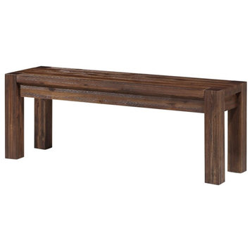 Catania Modern / Contemporary Solid Wood Bench in Brick Brown Finish