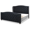 Marcella Upholstered Tufted Shelter Wingback Panel Bed, Steel Gray Performance Velvet, King