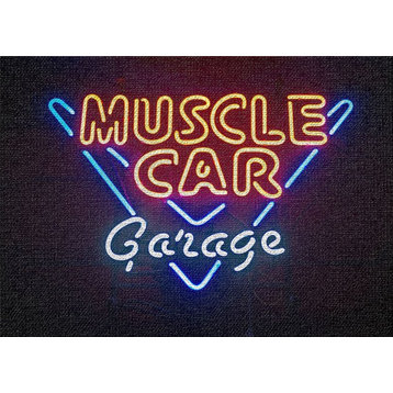Muscle Car Garage Area Rug, 5'0"x7'0"