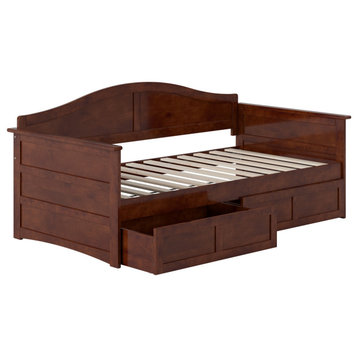 Afi Acadia Twin Wood Daybed With Set of 2 Drawers, Walnut