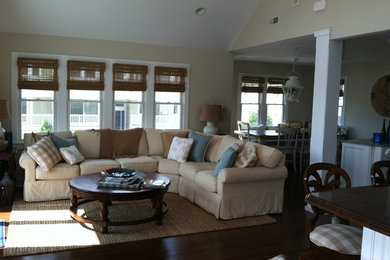 Living room - coastal living room idea in New York