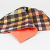 Brown and coral plaid security blanket