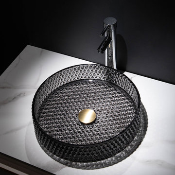 Countertop Transparent Diamond Shaped Crystal Glass Bathroom Wash Basin