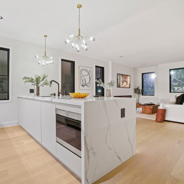 Modern white + slatted wood Kitchen in NJ