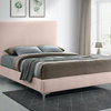 Geri Velvet Upholstered Bed, Pink, Full