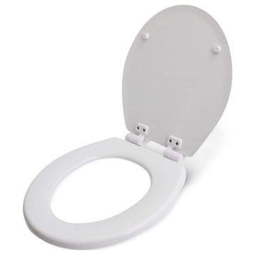 Round Molded Wood Toilet Seat Slow Close Easy Remove Adjustable Hinge White