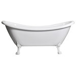 Castello USA - Daphne Freestanding Double Slipper Clawfoot Bathtub, White, 59", White Feet - A chic and luxurious centerpiece to any current or future bathroom. The Daphne Freestanding Soaking Bathtub is made with high-quality acrylic reinforced with fiberglass to create a strong and durable tub with a beautiful consistent finish. The traditional clawfoot legs combined with the sleek and clean lines of the body create a perfect combination of traditional and modern. Includes a pop-up design drain for simple installation to your existing plumbing. A perfect way to add style and grace to your own bathroom or to add interest and value to your next house flip.