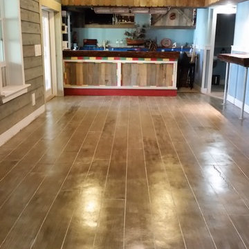 Concrete Floor - Stained and Cut with a Hardwood Floor Pattern (Tiki Bar)