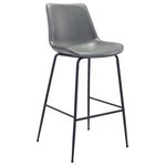 Zuo Mod - Byron Bar Chair Gray - Byron Bar Chair GrayThe Bryon Bar Chair has mid century modern urban lines and looks great in any space. With a heavy duty vinyl covering and a sturdy steel frame, this bar chair fits in any home kitchen, dining area, or bar. The legs are finished in a matte black coating that is durable for hospitality use. Byron Bar Chair Gray Features: