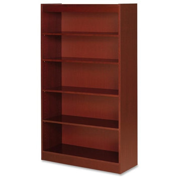 Lorell Five Shelf Panel Bookcase, 36" W X 12" D X 60" H, Veneer