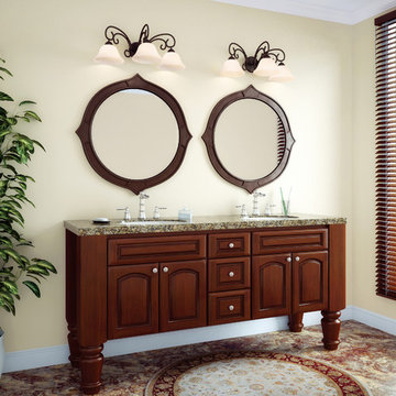 Fieldstone Cabinetry Bath in Cherry finished in Paprika
