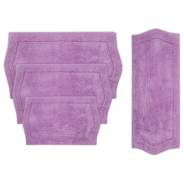 Waterford Collection Tufted Bath Rug, 4-Piece Set With Runner, Purple
