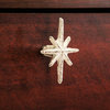 Set of 6 Antique White Finish Mid Century Modern Starburst Drawer Pulls Knobs