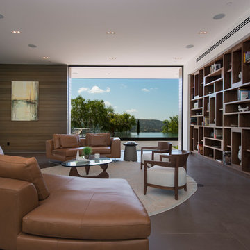 Benedict Canyon Beverly Hills luxury living room with floor to ceiling sliding g