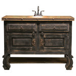 Hacienda Rustics - Pioneer Rustic Bathroom Vanity, Black, 48"x22"x36", Single Sink, Vanity Only - This beautiful, solid wood single sink vanity is built to last a life time. All Hacienda Rustic vanities are crafted by hand, and finished by hand, so every vanity is one of a kind. This beautiful vanity is featured in an antique black finish and is expertly finished in a multistage process to attain the unique final look. This vanity is perfect for a bathroom remodel, or a new house build!