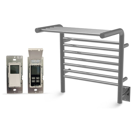 Hardwired Towel Warmer With Programmable Timer, Amba Jeeves M Shelf, Brushed