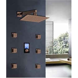Trialo Oil Rubbed Bronze Solid Brass Color Changing Water Powered Led Shower wit - Showerheads And Body Sprays