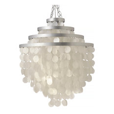 Round Chandelier With Capiz Shells, White
