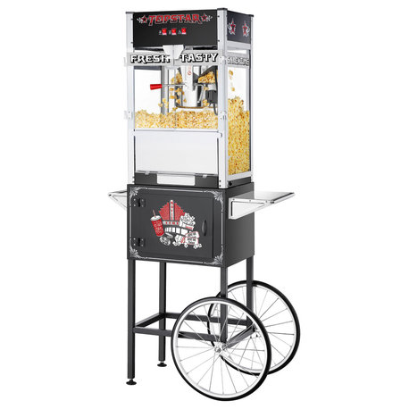 Top Star Popcorn Machine With Cart Commercial Quality 12-Ounce Kettle Popper