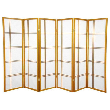 5' Tall Double Cross Shoji Screen, Honey, 6 Panels