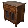 Reclaimed  Rustic Floor Storage Cabinet Table with Iron Grill
