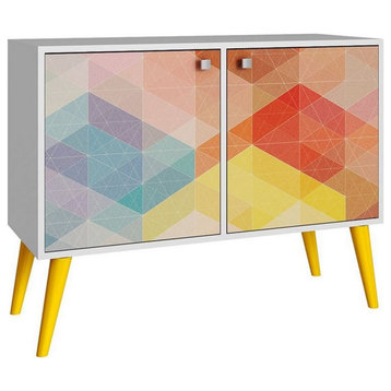 Manhattan Comfort Avesta 2-Door Wood Glam Console Table in Multi-Color