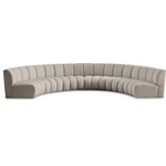Meridian Furniture - Infinity Black Boucle Fabric Upholstered Arc Shaped Modular Sectional, Brown, 6-Piece, Arc-Shaped - Mix and match this Infinity boucle fabric modular chair with other items in the Infinity collection to find the best possible seating solution for your gang. Rich taupe boucle fabric feels welcoming and soft to the skin, so you stay seated comfortably for the big game or while watching your favorite programs. Deep channel tufting adds to the longevity and durability of this modular chair while giving it texture.