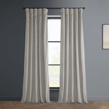 Heritage Plush Velvet Curtain Single Panel, City Gray, 50"x96"