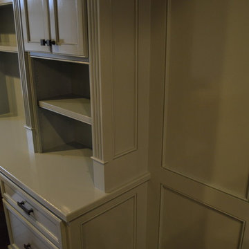 Built-In Cabinetry : Entertainment Center & Desk Workstation with Wainscoting