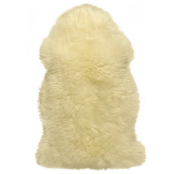 Premium New Zealand Sheepskin Area Rug, Cream, 2' X 3'